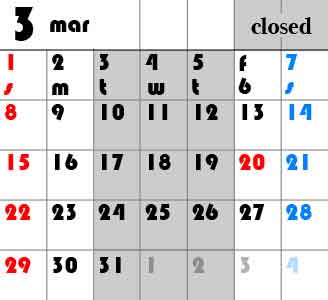 3月のカレンダー